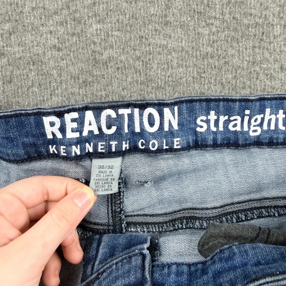 Kenneth Cole Reaction Straight Leg Women's Jeans Medium Wash Blue‎ Denim 38x32
